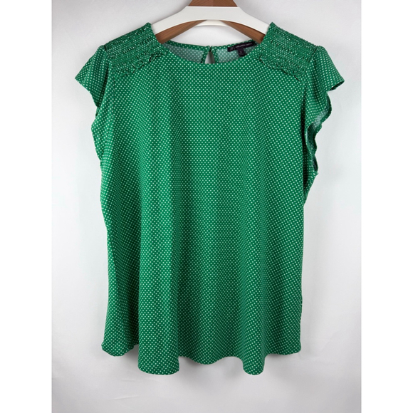 Adrianna Papell Tops - Women's Adrianna Papell Polka Dot Top Green/White Size XL